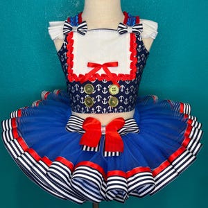 Nautical Tutu Outfit Sailor Dress Set Navy Ocean Girl