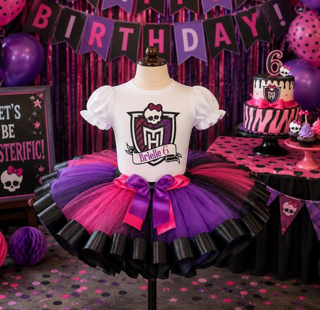 monster high birthday dress Outfit Color:Cabernet