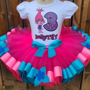 Pink Troll Pesonalized Birthday Tutu Dress Outfit Girl image 1