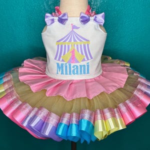 Pastel Circus Tutu Dress Birthday Outfit Custom Set