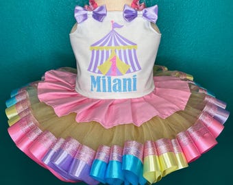 Vestido de circo personalizado para cumpleaños, tutú para niña