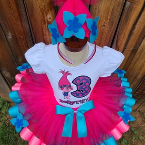 Pink Troll Pesonalized Birthday Tutu Dress Outfit Girl image 2