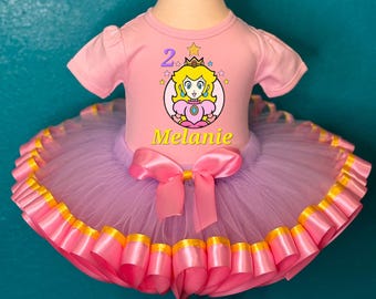 Peach Dress Personalized Birthday Tutu Outfit Girl