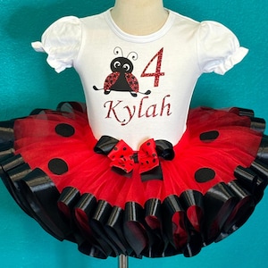 Ladybug Birthday Personalized Tutu Dress Outfit Girl MADE TO ORDER