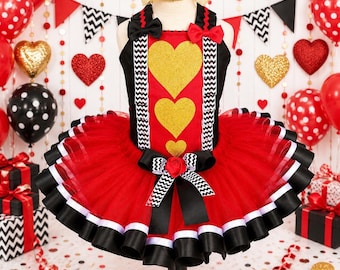 Hearts Top & Tutu Queen Costume Girl