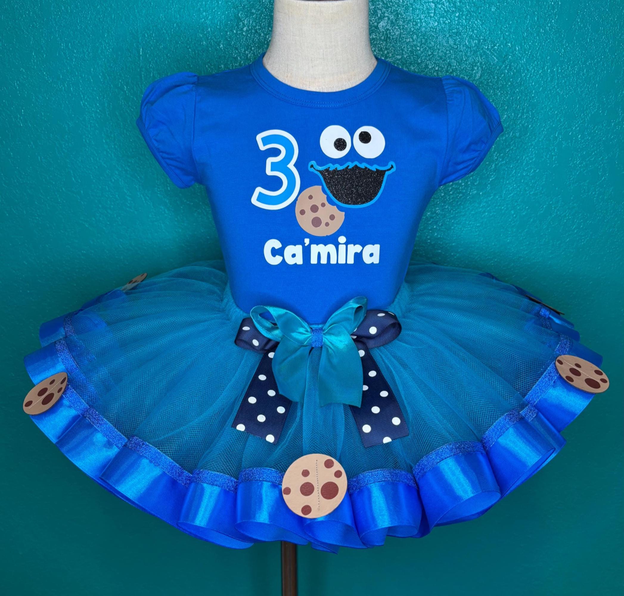 blue dress for baby girl Cookie Monster Twirl Dress