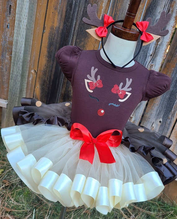 Conjunto de vestido con tutu de ciervo disfraz de reno para nina Etsy Espana