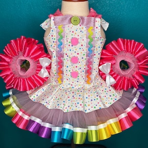 Conjunto de vestido y tutú de disfraz de payaso de circo rosa