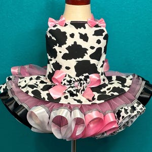 Cow Print Tutu Outfit Farm Costume Dress Barnyard Girl Set