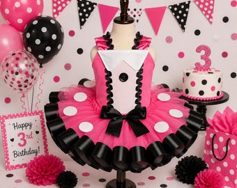 Vestido tutú rosa con orejas de ratón