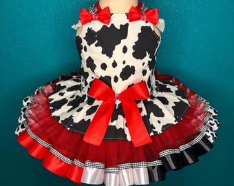 Vestido de vaca, tutú para concurso, traje de cumpleaños para niña