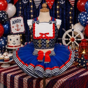 sailor theme party dress Blue Sailor Dress White Anchor Hat Women Halloween Costume