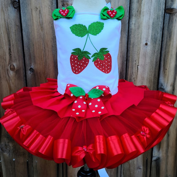 Strawberry Pageant Tutu Outfit Dress Set