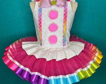 Vestido de payaso rosa fuerte, disfraz de tutú de circo para cumpleaños de niña