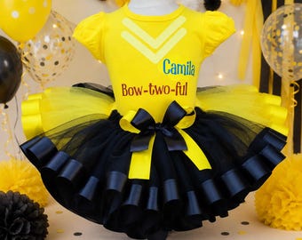 Småbarns Rosett-TVÅ-full födelsedags-vrickande Tutu-outfit
