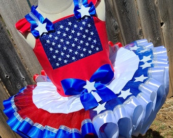 American Flag Pageant Tutu Dress