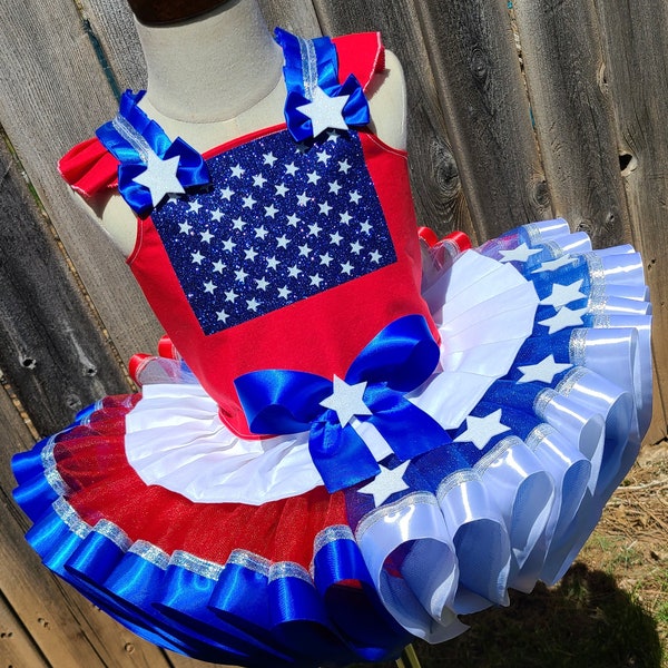 American Flag Pageant Tutu Dress