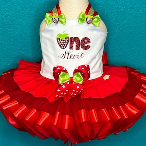 Strawberry Birthday Tutu Outfit Custom Dress Girl