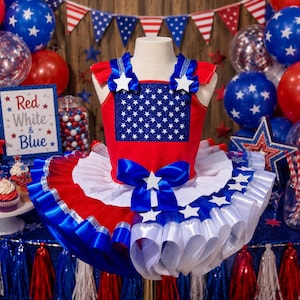 red white and blue party dress Red White and Blue Dress for Women Independence Day Print Dress A Line Short Sleeve Dressy Cocktail Party Dress