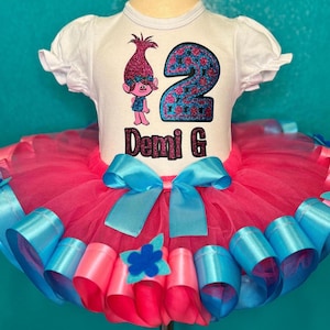 Poppy Birthday Tutu Dress Outfit: Custom Girl&#39;s Play Set