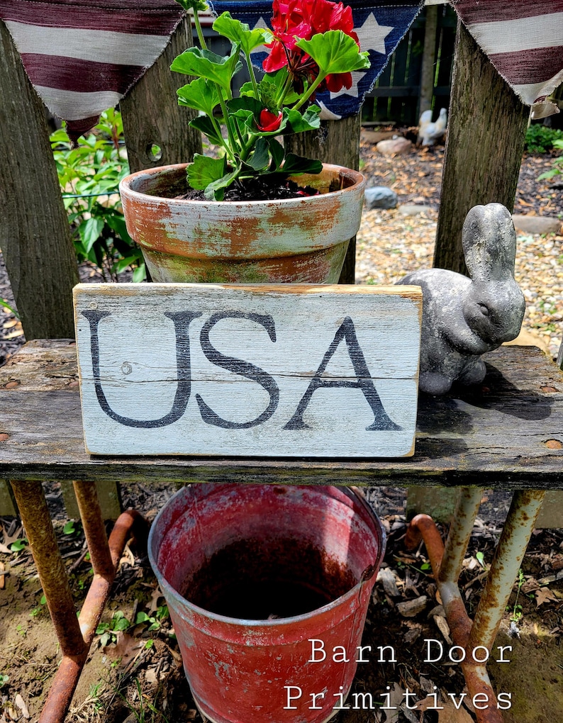 Set of 5 Chippy Americana Garden Signs USA - Etsy