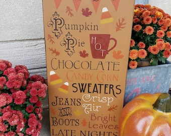 Large Primitive Fall Typography Porch Sign