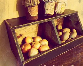 Primitive Farmhouse Rustic Wooden Cubby Vegetable Bin