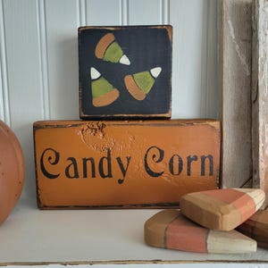 Primitive Candy Corn Blocks Sign Fall Halloween