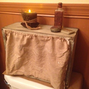 Primitive Cubby Box With Grungy Curtain