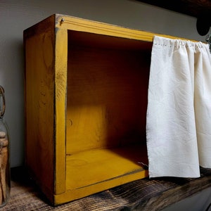 Primitive Cubby Box With Grungy Curtain