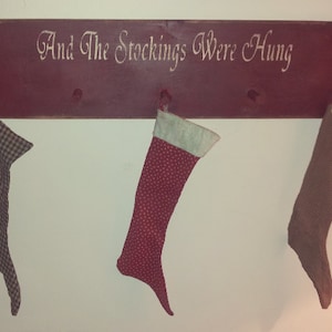 Primitive And The Stockings Were Hung Peg Rack Christmas