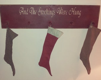 Primitive And The Stockings Were Hung Peg Rack Christmas