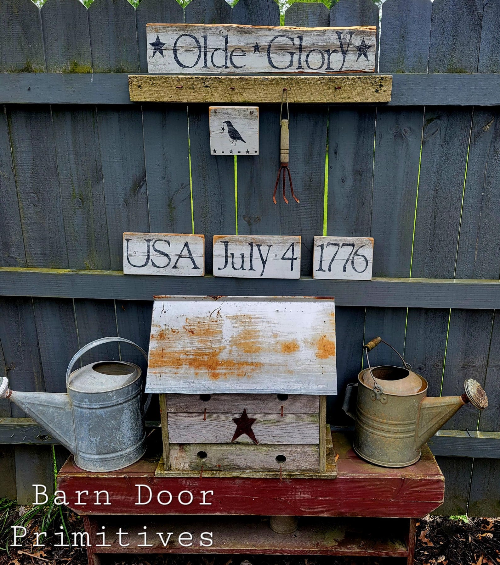 Set of 5 Chippy Americana Garden Signs USA - Etsy