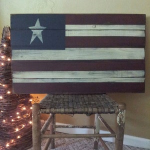 Large Primitive American Flag Wooden Sign image 2