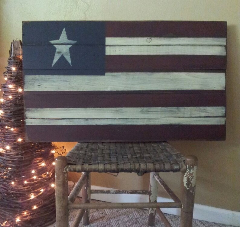 Large Primitive American Flag Wooden Sign image 2