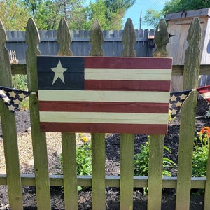 Large Primitive American Flag Wooden Sign image 1