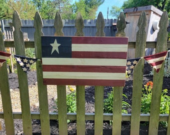 Large Primitive American Flag Wooden Sign