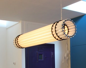 LUXOR linear dining table pendant lamp - designer bar tube light - long rectangular dining room chandelier - large modern bar light fixture