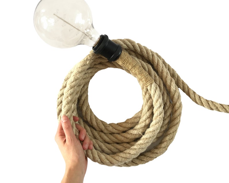 Rope Pendant Light With Wall Plug Edison Filament Bulb Table Image 0