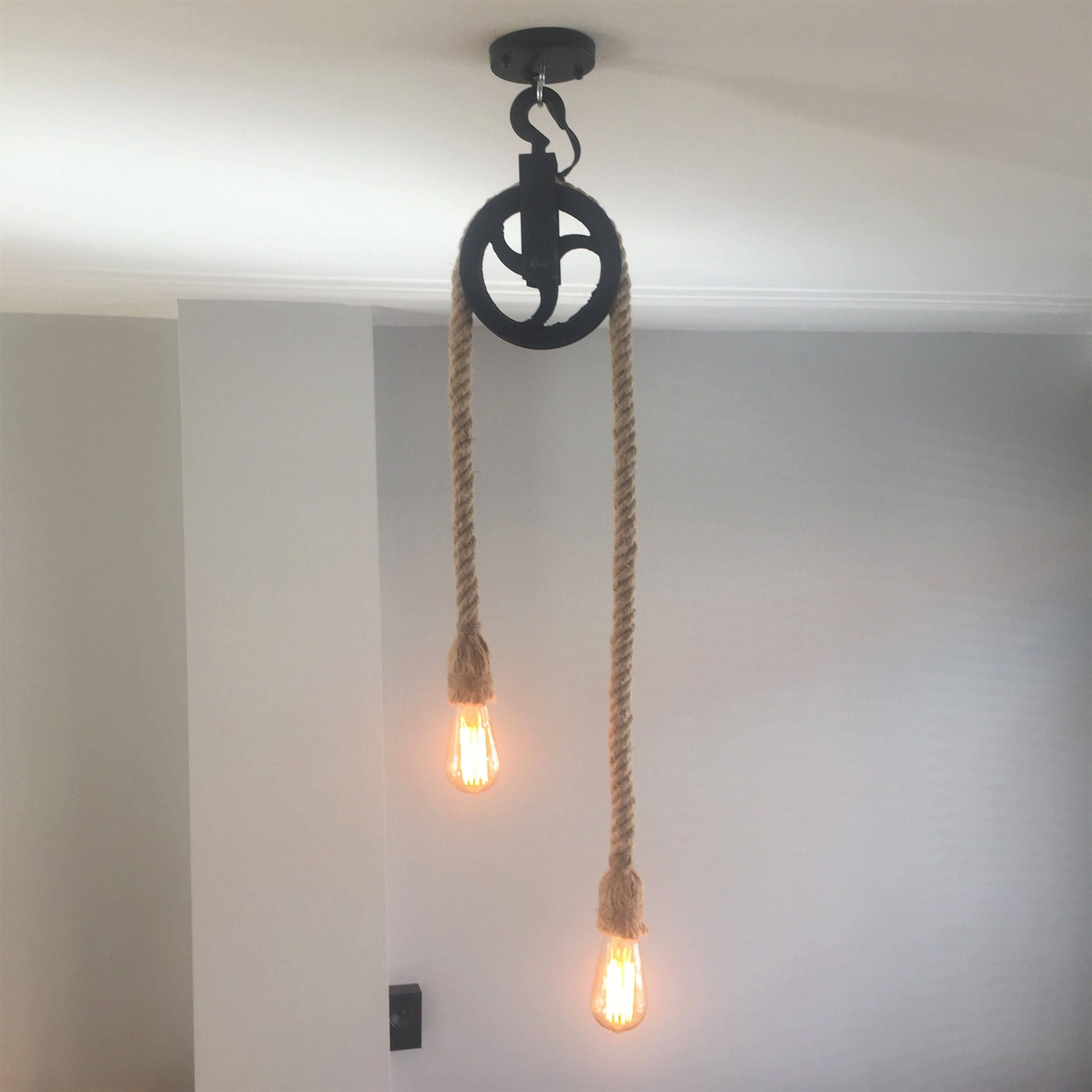 INDUSTRIËLE LAMP Hanglamp Van Vintage Katrol Plafondlamp