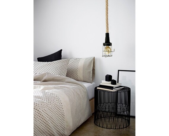Rope Cage Pendant Light With Ceiling Plate Hanging Barn Style Bar Light Edison Filament Bulb Bed Lamp Lighting Handmade Industrial Light