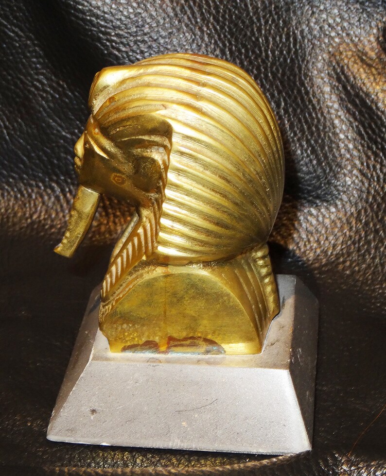 Vintage King Tut Paperweight Sculpture Solid Brass Etsy