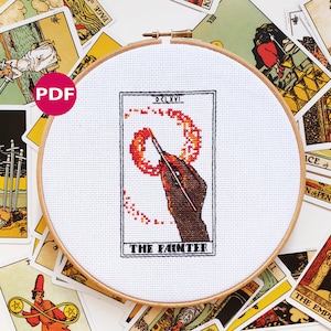 Tarot cross stitch - The Painter - PDF Pattern, Instant Download