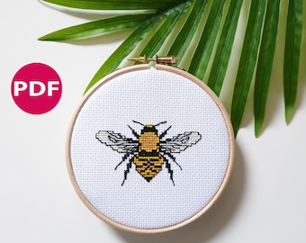 Bee cross stitch - PDF Pattern, Instant Download