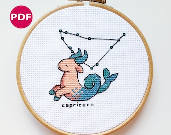 Capricorn - Zodiac / Star sign cross stitch - PDF Pattern, Instant Download