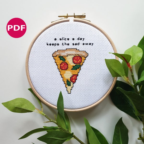 Pizza cross stitch - PDF Pattern, Instant Download