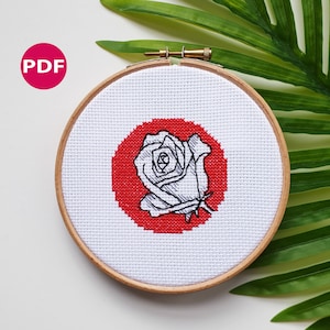 Rose cross stitch - PDF Pattern, Instant Download