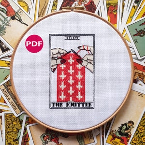 Tarot cross stitch - The Knitter - PDF Pattern, Instant Download
