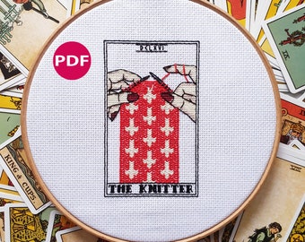 Tarot cross stitch - The Knitter - PDF Pattern, Instant Download