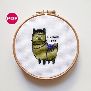 Frankenstein Halloween Lama Kreuzstich - PDF Pattern, Instant Download
